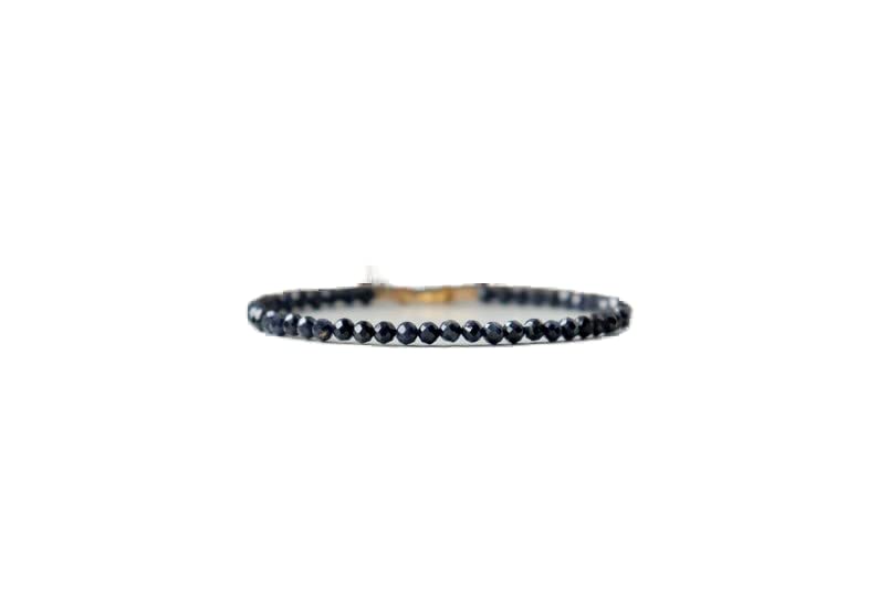 Bracelet saphir bleu foncé LKBEADS 3mm en pierres naturelles facettées pour style unisexe