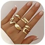 YEEZII Chunky Gold Rings for Women Non Tarnish, 18K Gold Plated Stackable Thumb Ring, Statement Women Rings Set