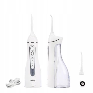 Huslog Idropulsore Dentale Portatile Senza Fili, 4 Modalità e 2 Ugelli, 150 ml, IPX7 Impermeabile, 10–90 PSI, Irrigatore Orale Ricaricabile per Apparecchi e Ponti, Bianco