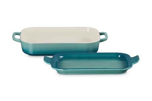 Image of Le Creuset Stoneware Rectangular Dish with Platter Lid, 3 qt., Riviera