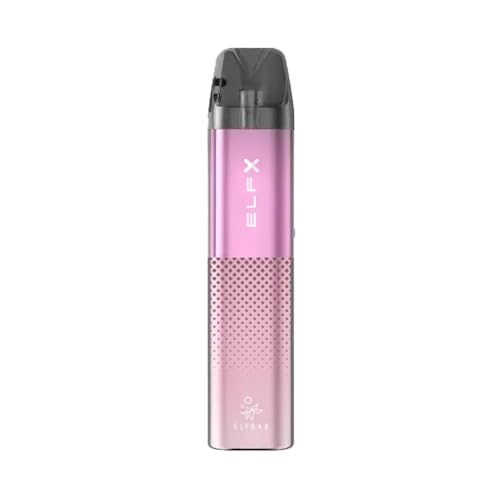 Elf Bar ELFX Pod Kit [Pink] - Available in 6 Colours - 1000mAh Long-Lasting Battery 30W Output Type-C Fast Charge Dual Mesh Coils LED Indicator Anti-Leak Tech Works with ELFX Pods No Nicotine