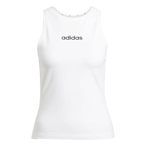 adidas Mujer Essentials Linear Slim Cotton Tank Shirt, White/Black, M