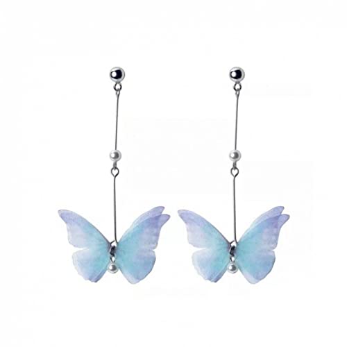 Boucles d'oreilles papillon bleu, le cadeau idéal avec perle pour femme