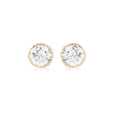 Carissima Gold Women's 9 ct Yellow Gold 4 mm Round Cubic Zirconia Stud Earrings Cover