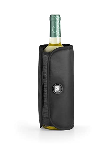 BRA Funda enfriadora Botellas de Vino o Cava, Tejido Impermeable, Ajuste elástico Lateral, Negro