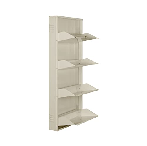 Image of DELITE KOM 20 Inch Wide, 4 Shelf Metal Shoe Rack Wall Mounted for Home with Central Lock | Holds Upto 10 Shoes or 16 Slippers Pair | 1 Year Warranty | (54 x 20 x 5 Inch, Ivory) | DIY | Space Saving