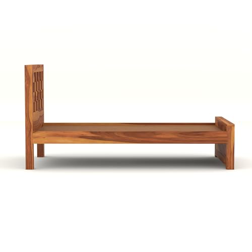 Image of Solid Sheesham Wooden Bed 6X4 Bed Single Bed Without Storage for Bedroom - Single Cot Wooden BedSingle Size for Living Room Guest Room - 12 Month Warranty (Jack Honey)