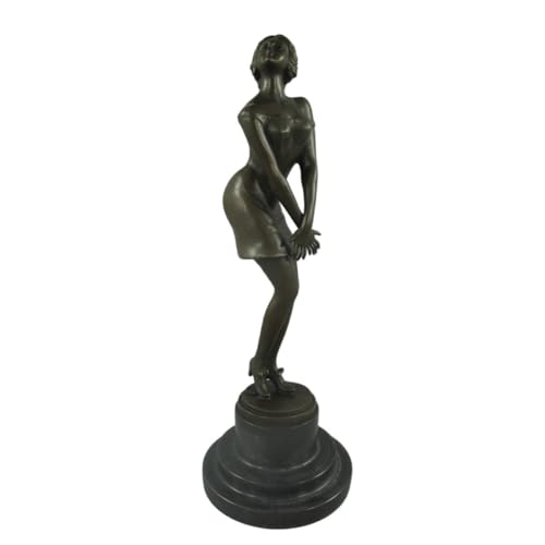 Antikas - Figura in bronzo premium Art Déco donna, patinata, su base in marmo, altezza 37 cm