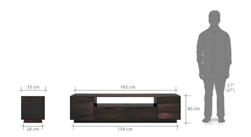Image of THE WOODEN CITY Solid Sheesham Wood TV & Entertainment Unit for Living Room & Hotel Room and Office Furniture (Wood Finish 5)
