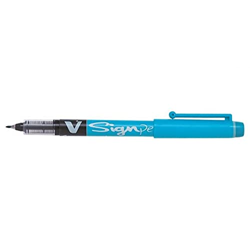 Pilot V Sign - Bolígrafo de tinta líquida (punta de 0,6 mm, 12 unidades), color azul claro