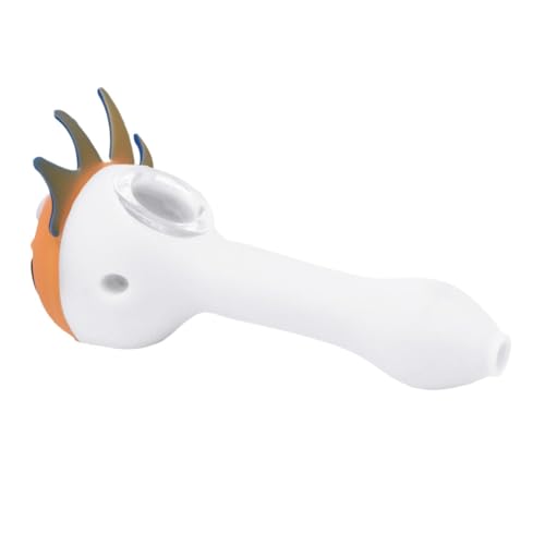 Image of Kookee Silicone Smoking Pipe, Unbreakable Tobacco Pipes with Glass Bowl, Head Design, White