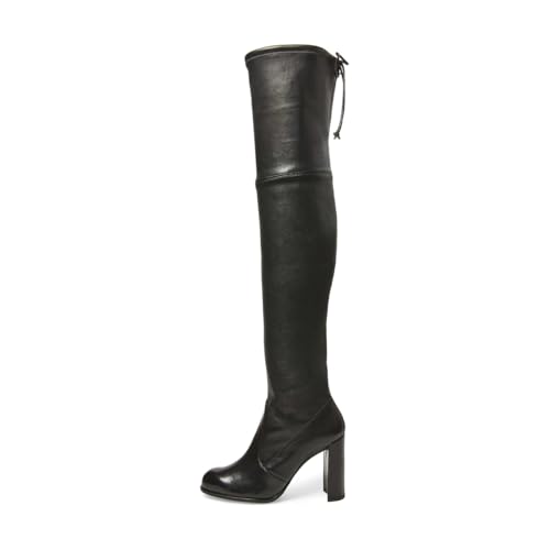 XYD Women's Sexy Over The Knee Boots Extra Wide Thigh-high Chunky Heel Round Toe Boots Tie-up Cold Weather Dress Shoes2