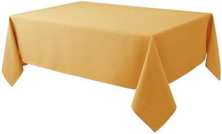 Biscaynebay Fall Tablecloth Textured Fabric 52x70 Inch Rectangular, Fall Gold Thanksgiving Autumn Harvest Water Resistant Fabric Tablecloths for Kitchen, Dining, Wedding, Parties Machine Washable