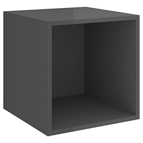 Estantería de pared modular con estantes de madera flotantes gris brillante de 37 cm 8