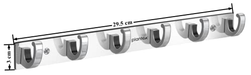 Image of Plantex Aluminum Over The Door Hook Hanger /Hook Rail with 6 Hooks for Walls of Bathroom /Kitchen - Hook Rail for Bathroom - Pack of 2 (6 Pin, Chrome)