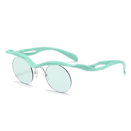 Lunettes de soleil rondes sans monture de luxe avec verres géométriques spéciaux