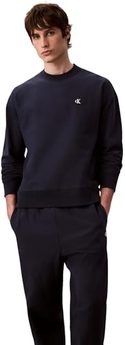 Calvin Klein Pantalon de Jogging Homme Premium Terry Monogram avec Cordon de Serrage, Bleu (Dark Sapphire), L