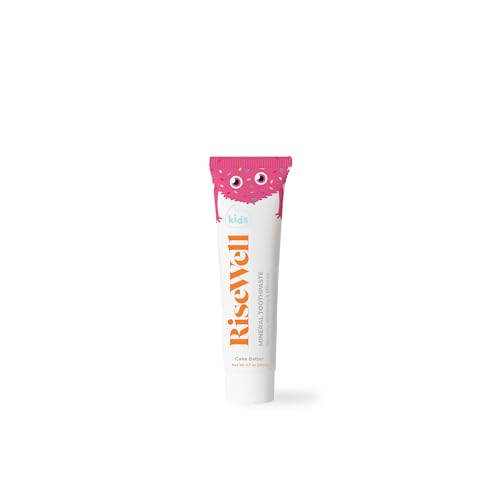 RiseWell Kids Mineral Toothpaste - Hydroxyapatite Toothpaste for Kids - Natural SLS Free Toothpastes Made by Dentists Safe to Swallow Travel Size Hygiene Care Gentle Oral Care (Cake Batter Flavor)