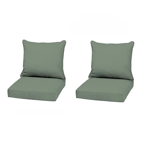 Image of Arden earthFiber Outdoor Deep Seat Cushion Set (2-Pack), 22 in x 24 in, Weather-Proof, Rain-Proof, Fade Resistant Patio Cushion for Chair, Sofa, and Couch Sage Green Texture