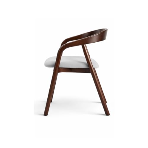 Image of Sheesham Wood Dining Chair with Upholstered Seat - Modern Scandinavian Style Solid Wood Chair for Dining Room, Living Room or Office (Walnut Finish)
