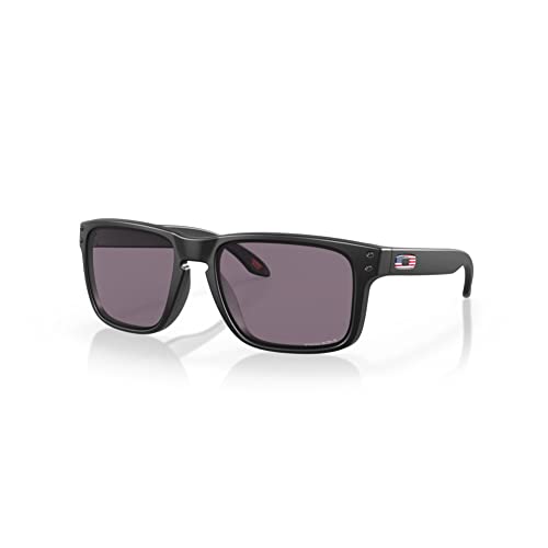 Oakley Men's OO9102 SI Holbrook Square Sunglasses, Matte Black US Flag/Prizm Grey, 57mm