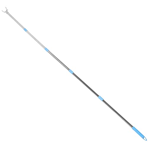 Uonlytech Tringle à Linge Réglable Télescopique 201 Cm Acier Inoxydable Et Aluminium Bleu Ciel, Barre Extensible Amovible pour Placard Et Corde à Linge, Usage Domestique, Multi-Segments 5 Sections