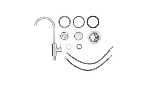 Image of Bull Outdoor Products 15 inch Stainless Steel Sink & Faucet - Under & Over Mount All-in-One Kit - 304 Grade Stainless Steel, Includes Drain, Catch & Water Lines