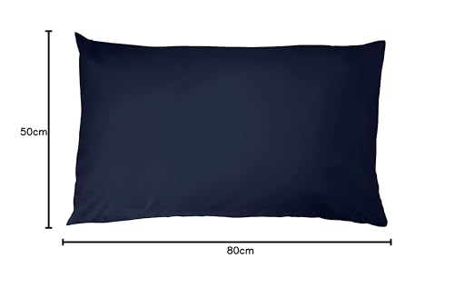 Amazon Basics Microfiber Pillowcases, Standard Size 50 x 80 cm (Pack of 2), Navy Blue
