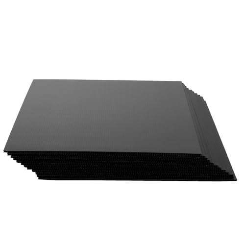 LDXDRU 50 PCS Black Correx Sheet 300x300mm Rigid PP Plastic Sheets 3mm Thick Plasticard Sheet for Modelling Professional Corrugated Sheets for Signs and DIY