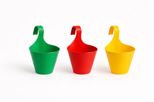 Image of Go Hooked Hanging Planters for Plants | Railing Flower pots (Set of 3)