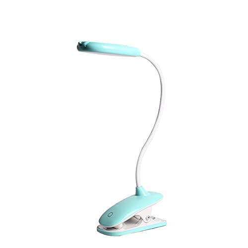 QEGY LED Lampes de Bureau à Pince Enfant, Protection Des Yeux Lampe De Lecture Rechargeable USB, 3 Couleurs 3 Luminosité, 360° Flexible Lampe de Chevet Tactile avec Pince pour Enfants,Bleu Cover
