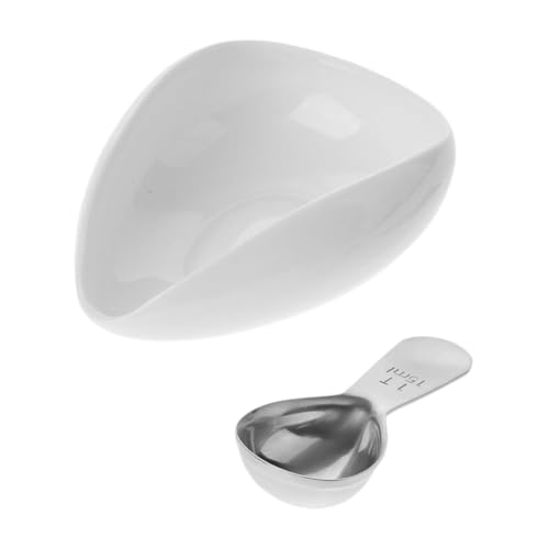 T Tooyful コーヒー豆用ドージングトレイ スナックプレート 多用途磁器コーヒー豆プレート コーヒー豆トレイ 家庭用 コーヒー愛好家へのギフト ビュッフェ, 2個白