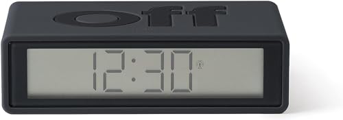 Lexon Design Flip+ Funkgesteuerter umkehrbarer LCD-Wecker aus ABS und Gummi in der Farbe Dunkelgrau