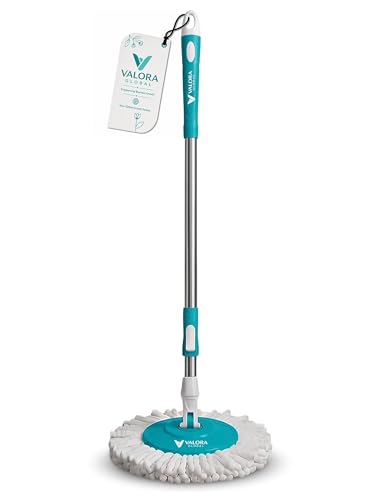 Image of Valora Global Stainless Steel Mop Stick Rod - 360 Extendable Spin Mop Handle, Heavy Duty Foldable Cleaning Pole for Floor - Cleaning Mop for Home (Pocha) (Cyan Blue)