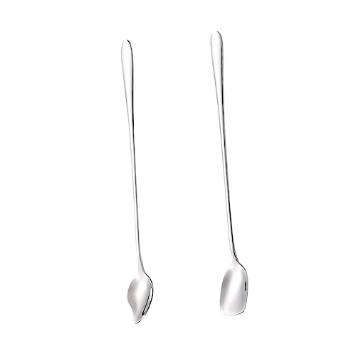 MOLUCKFU 2pcs Stainless Steel Ice Spoon Mixing Spoon Drink Whisk Sugar Spoon Ice Cream Spoon Mixing Teaspoon Espresso Stirrer Decorative Spoon Honey Milk Spoon Mini Whisk Food Spoon Silver