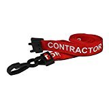 Red Contractor Lanyard Quality 15mm Printed Card Pass Badge Holder (25)