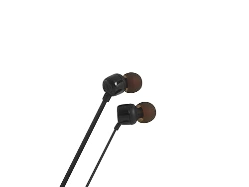 Image of JBL Tune 110 - Wired in-Ear Headphones with JBL Pure Bass Sound, 1-Button Remote, Microphone and Tangle-Free Flat Cable (Black)