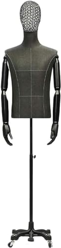 Professional Mannequin Body Tailoring Tailor Dummy Model, The First Metal Wire, with Removable Casters Manikins (Black One Size)