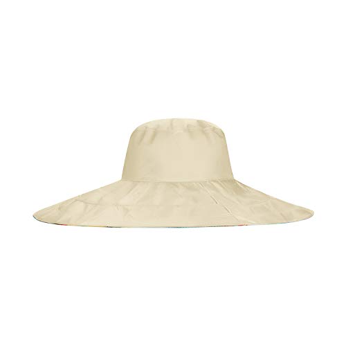 Large Brim Floral Reversible Sun Hat Outdoor Travel Foldable Floppy Beach Hat Khaki #TOP2