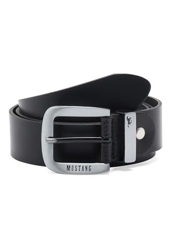 MUSTANG Leather Belt W110 Black : l'excellence du cuir véritable et finitions soignées