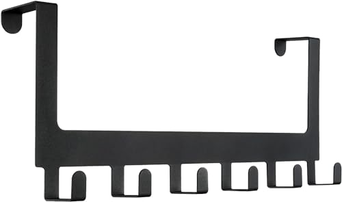 Azmoncy Over The Door Hooks, Towel Rack for Bathroom Towel Holder for Hanging Heavy Duty, Wall Mount Towel Hanger with 6 Hooks for Bedroom Bathroom Kitchen Towels, Bag, Coats, Hats