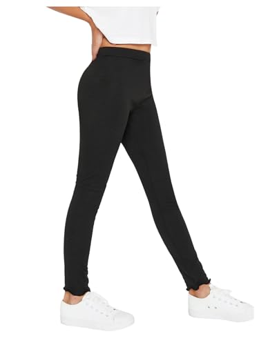 Milumia Girl's High Waisted Leggings Pleated Basic Casual Bottoms Yoga Pants