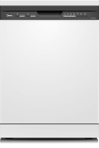 Midea Lavavajillas 60 cm+++ Blanco para 12 servicios - Lavaplatos libre instalación - Compacto con 4 Programas de Lavado integrable - Filtro Antibacterias y Programación Horaria Nuevo Modelo