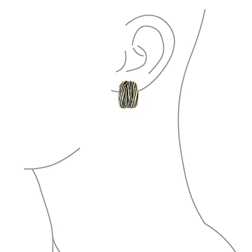 Half Hoop Shrimp Style Two Tone Caviar Bead Braided Crossover Wire Dome Clip On Earrings For Women Non Pierced Ears Oxidized Silver Gold Plated Brass3