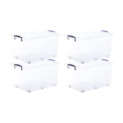 Image of Superio Storage Bins with Lids, Clear Plastic Containers for Organizing, Stackable Totes, BPA Free, Odor Free, Organizer Boxes for Home, and Dorm (4 Pack, 44 Quart)