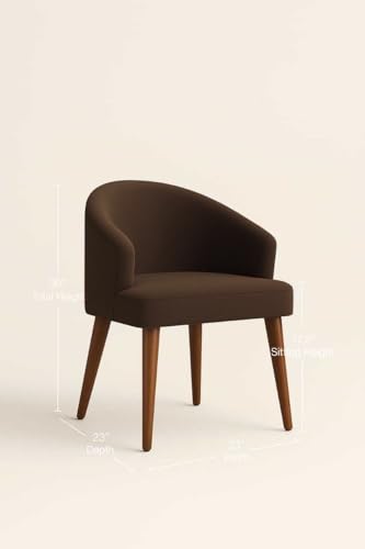 Image of WOODEN SPACE Velvetine Arm Chair for Living Room | Pure Sheesham Wood Legs & Premium Velvet Fabric | Vintage Accent Chair for Home & Office (Brown)