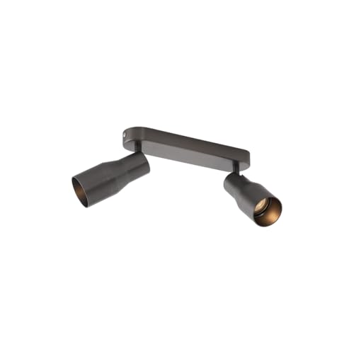 Qazqa Moderno Foco empotrado redondo color bronce cañón GU10 50 mm 2 luces - Stanley Aluminio Redonda Adecuado para LED Max. 2 x 10 Watt