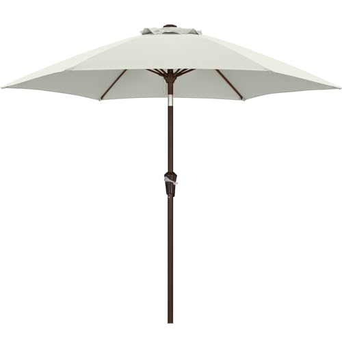 Image of ABCCANOPY 7.5FT Outdoor Patio Umbrella, UV Protection Table Umbrella w /Crank for Easy Set Up, Suitable for Garden, Lawn, Deck & Backyard (Light Beige) | Fade & UV Resistant Fabric,6 Fiberglass Ribs,Smooth Crank System,Wind Resistance,Great for Patio,Backyard,Garden,Deck