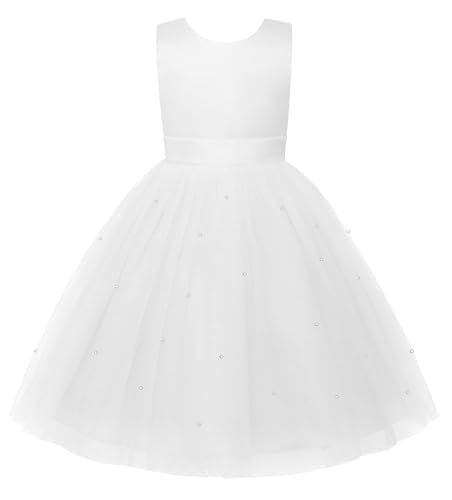 Uhnice Flower Girl Dress Satin Ball Gown for Wedding Party with Bowknot2