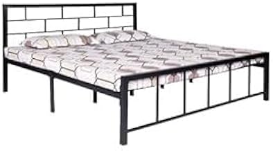 Laxmi KAPAT Metal Bed Without Storage with Headboard | Sturdy Powder Coated Frame Without Mattress (6 Feet X 6 Feet, Queen Size, Black Color)